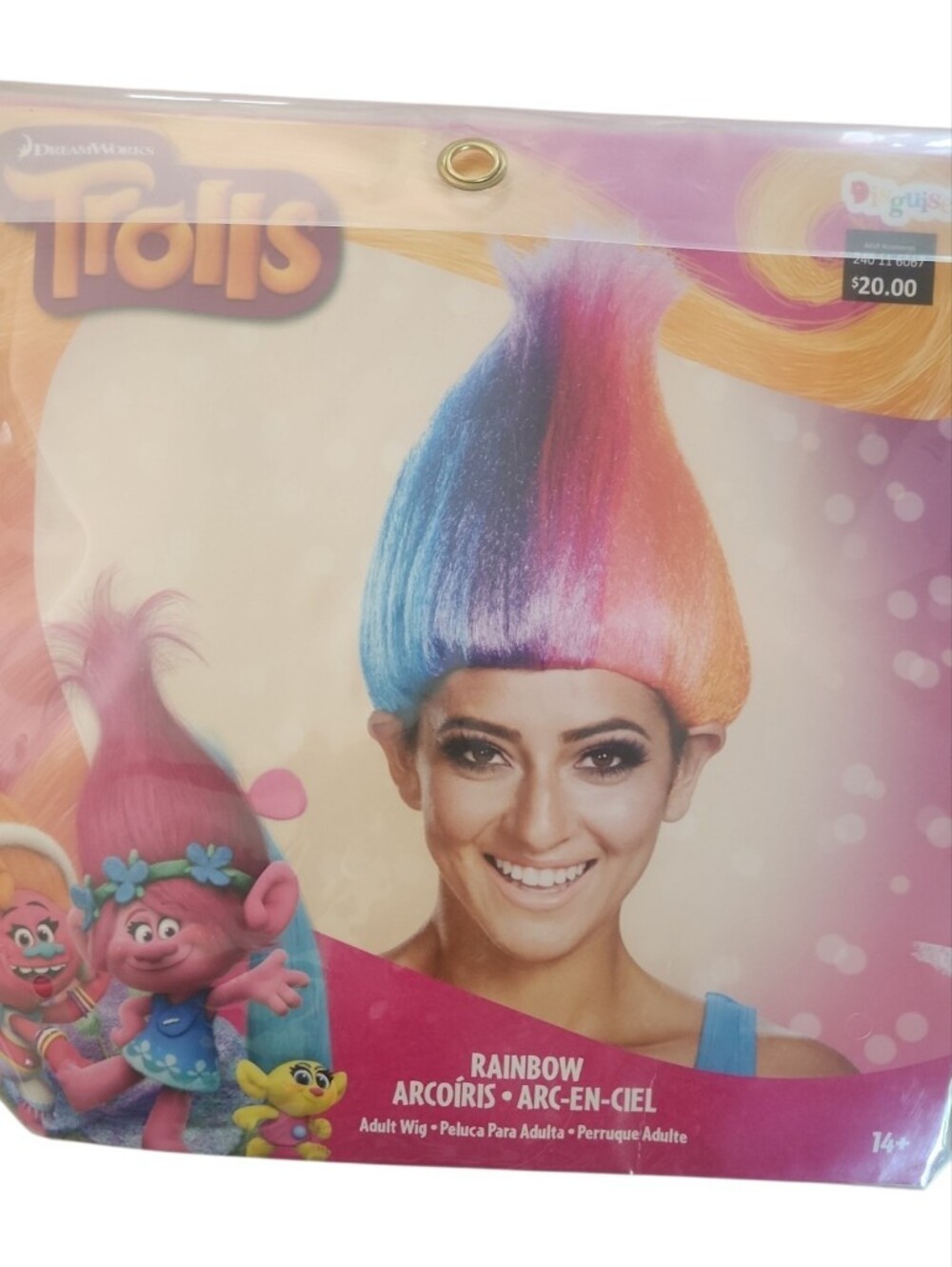 Womens Girls Blue Purple Pink RAINBOW TROLLS 14 and Up Adult Size Wig S M L  NEW